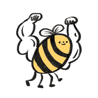  Illustration av ett bi med starka armar