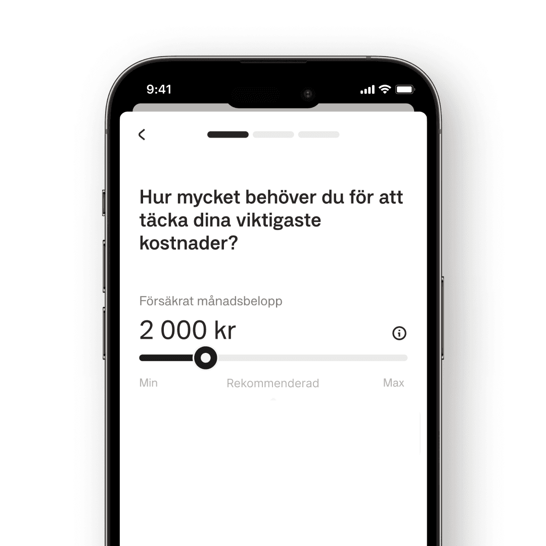 Bild från appen som visar hur det ser ut när du tecknar försäkring